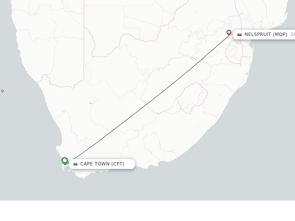 Flights from Cape Town to Nelspruit route map