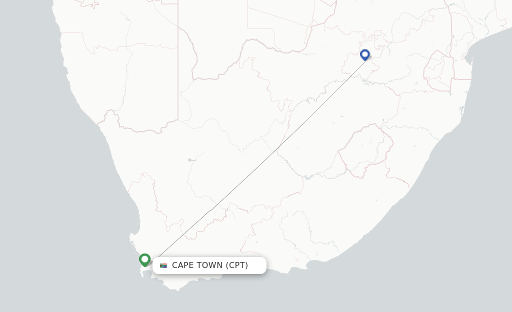 Route map with flights from Cape Town with FlexFlight