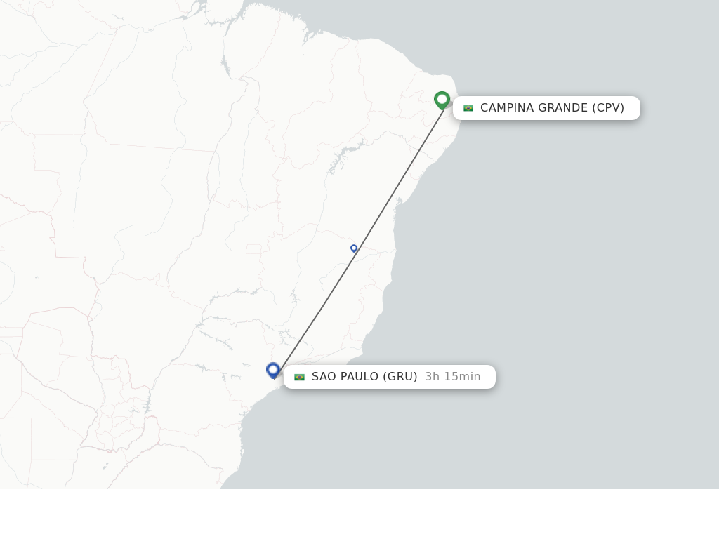 Flights from Campina Grande to Sao Paulo route map