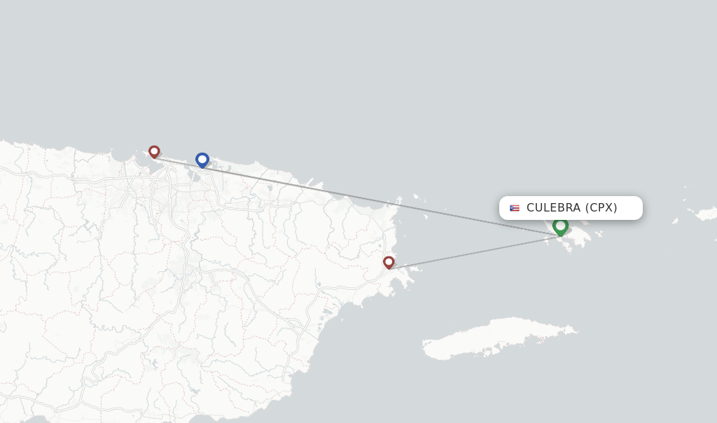 Flights from Culebra to Vieques route map