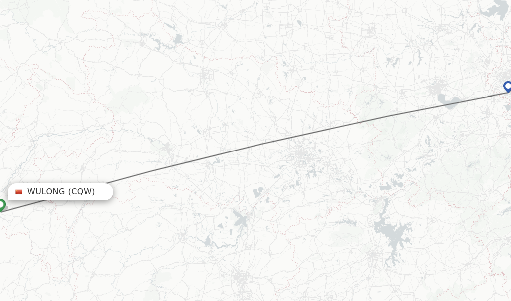 Flights from Nanjing to Wulong route map