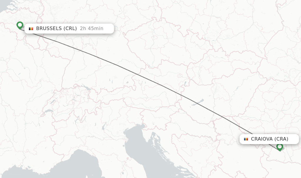 Flights from Craiova to Brussels route map