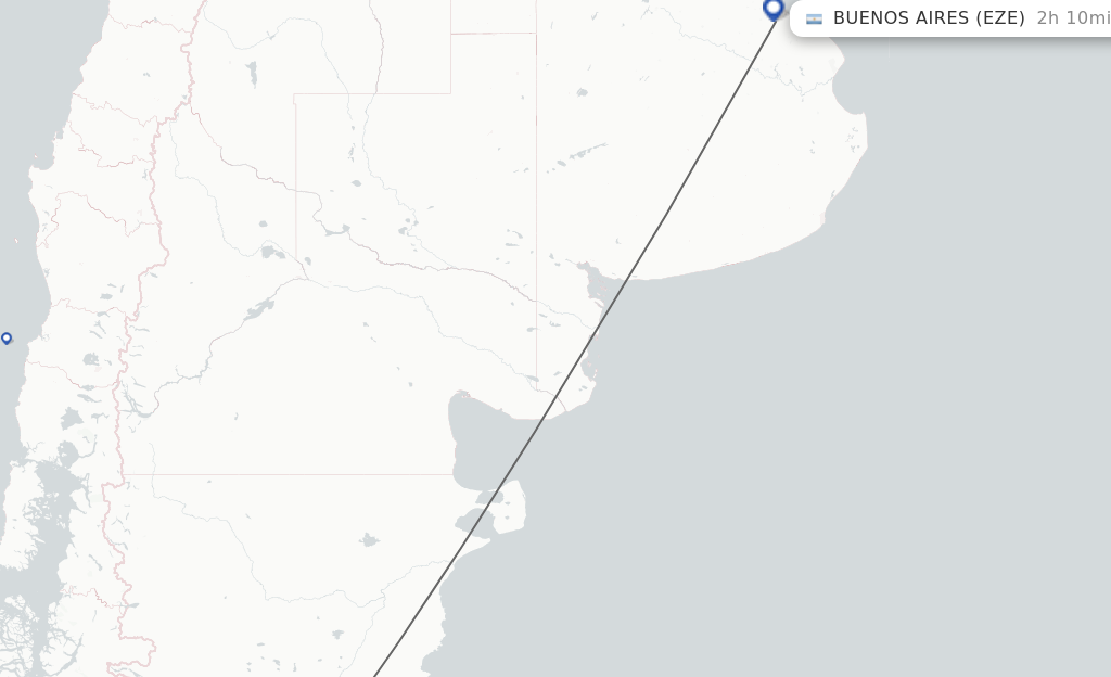 Flights from Comodoro Rivadavia to Buenos Aires route map
