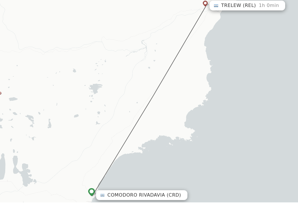 Flights from Comodoro Rivadavia to Trelew route map