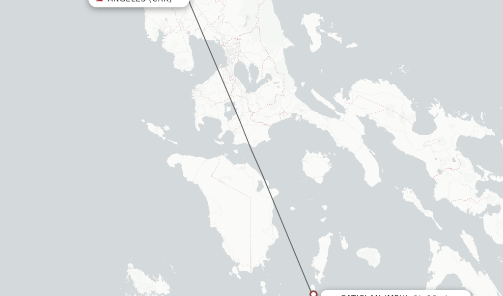 Flights from Angeles to Caticlan route map