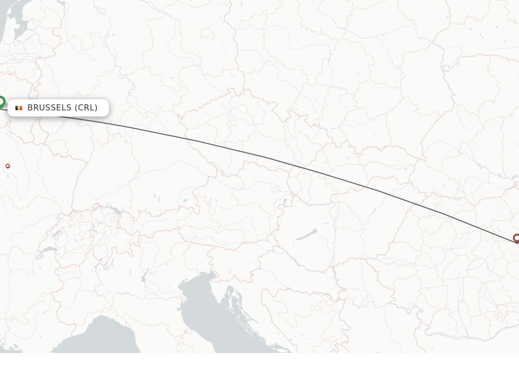 Flights from Brussels to Bacau route map