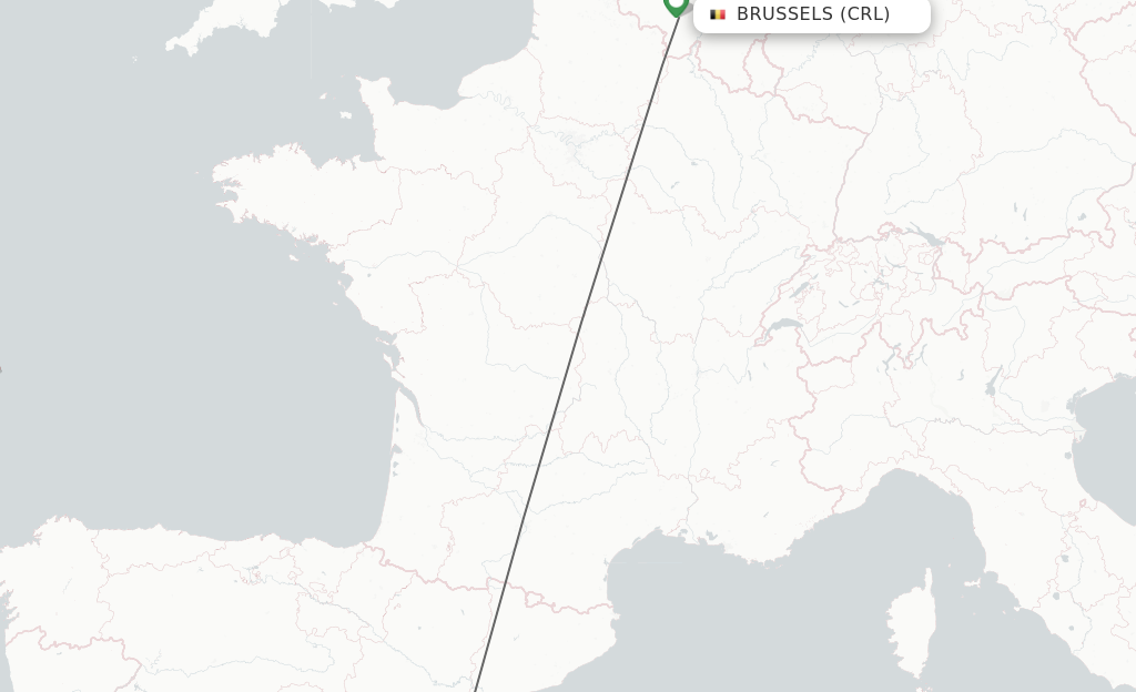 Flights from Brussels to Benlloch route map