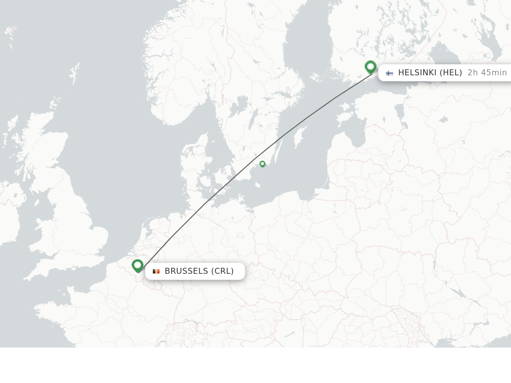 Flights from Brussels to Helsinki route map