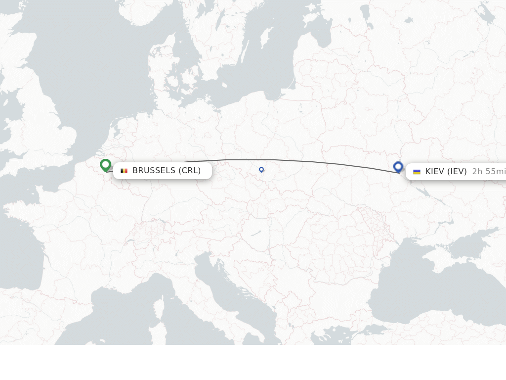 Flights from Brussels to Kiev route map