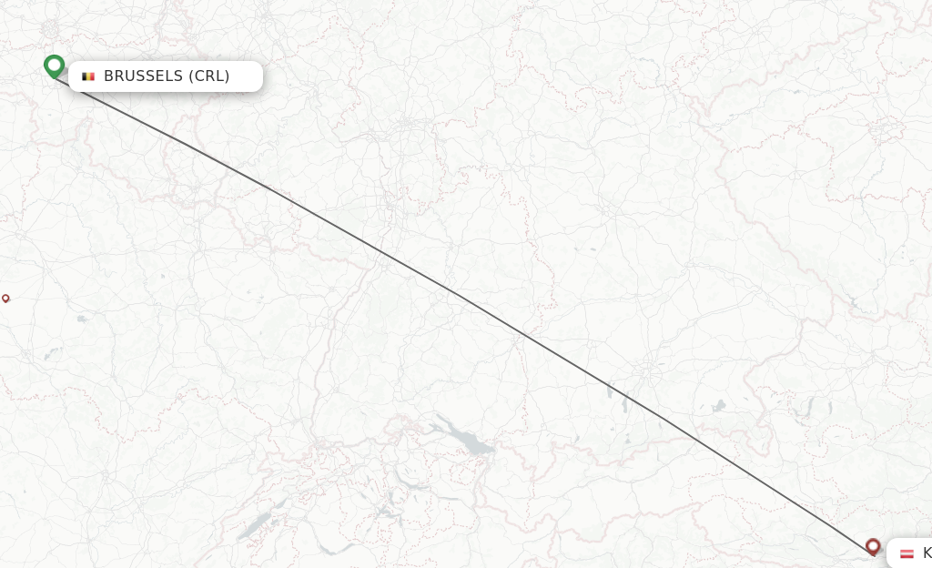 Flights from Brussels to Klagenfurt route map