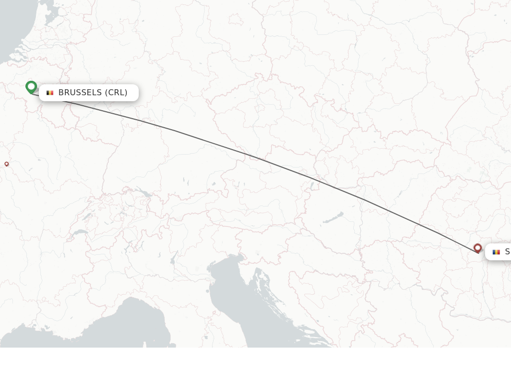 Flights from Brussels to Sibiu route map