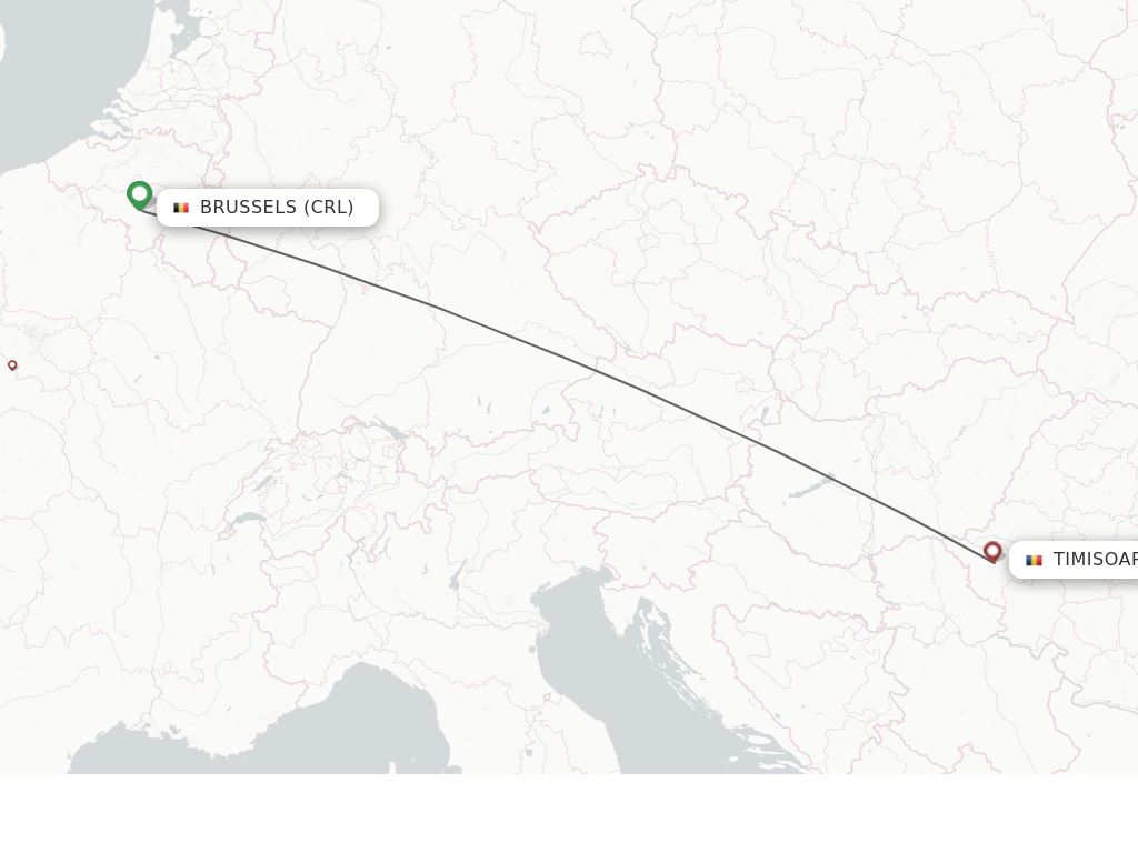 Flights from Brussels to Timisoara route map