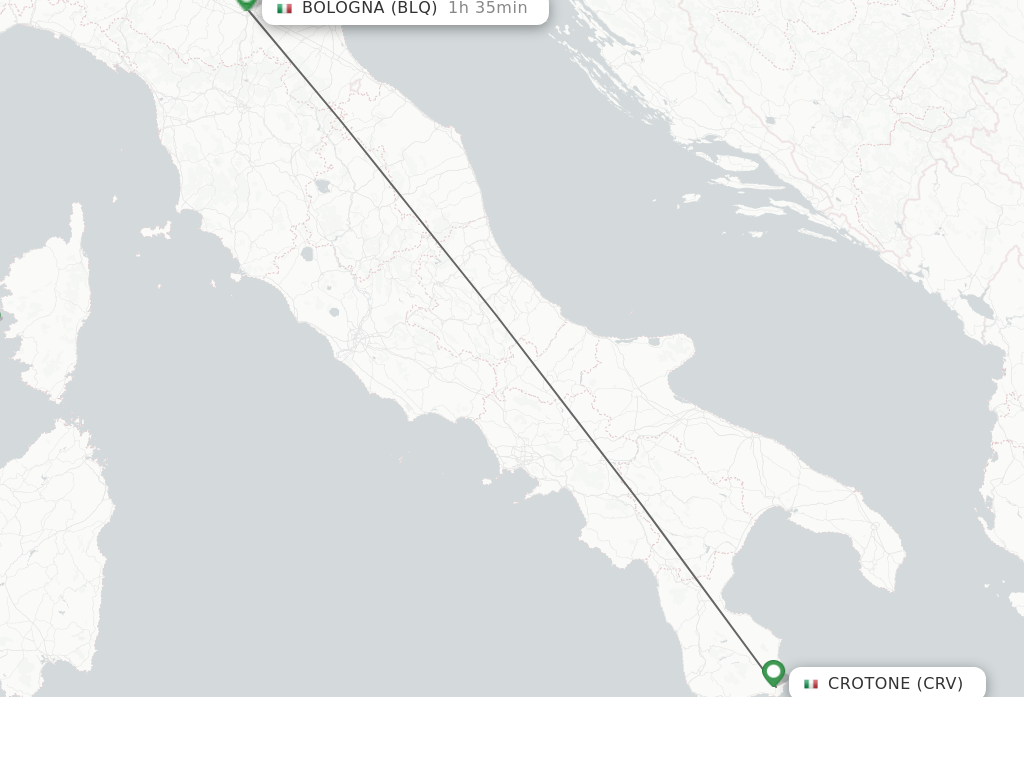 Flights from Crotone to Bologna route map