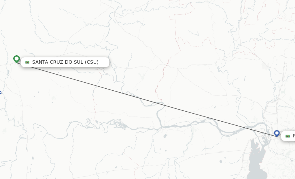 Flights from Santa Cruz Do Sul to Porto Alegre route map