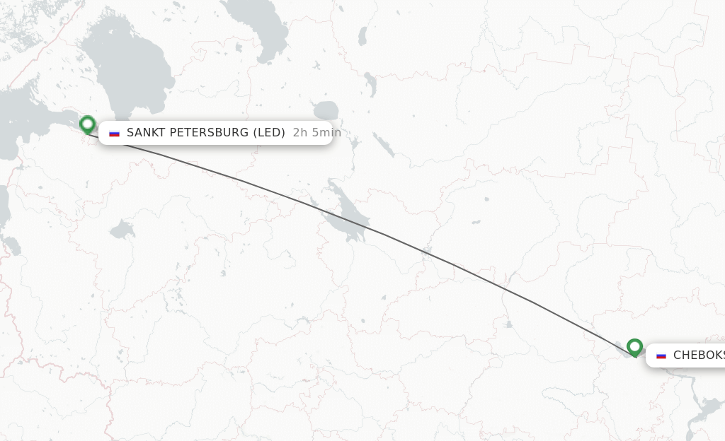 Flights from Cheboksary to Saint Petersburg route map