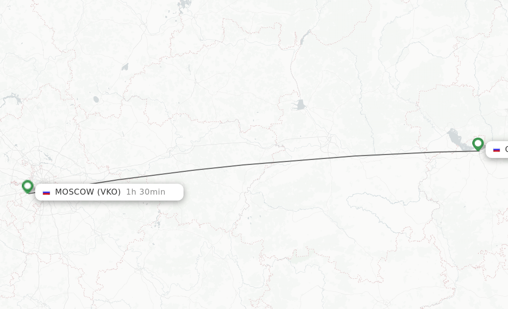 Flights from Cheboksary to Moscow route map