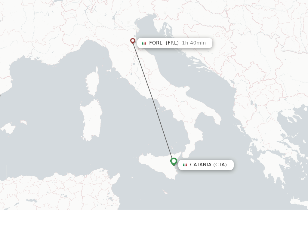 Flights from Catania to Forli route map