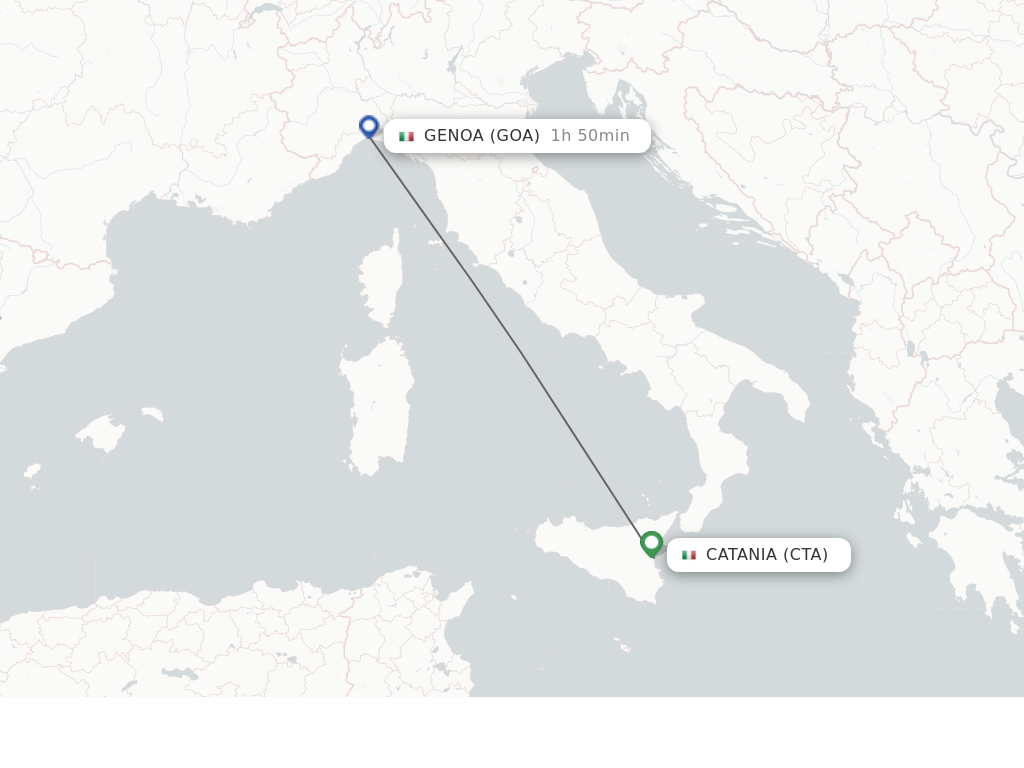 Flights from Catania to Genoa route map