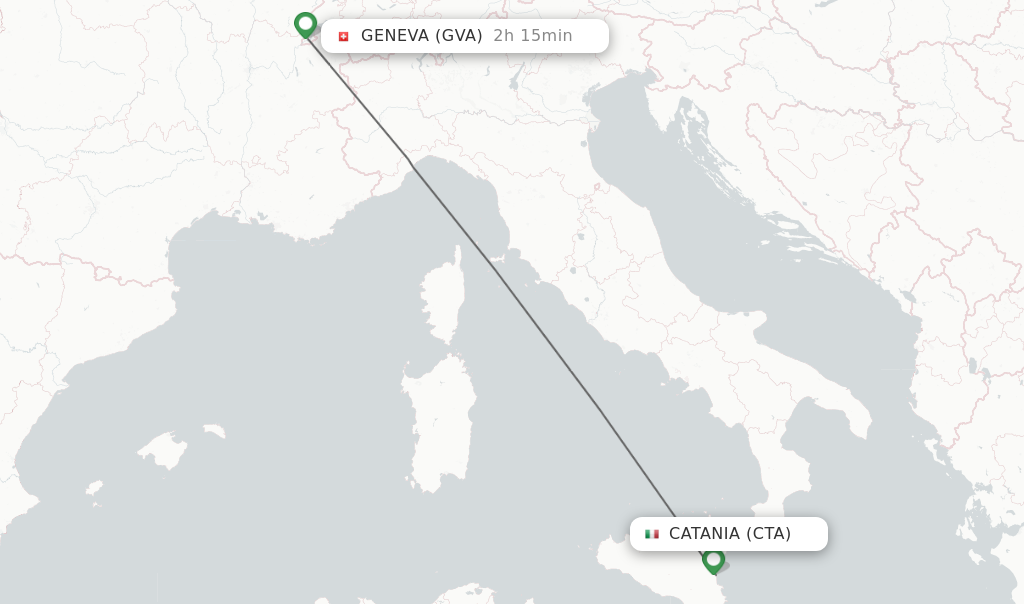 Flights from Catania to Geneva route map
