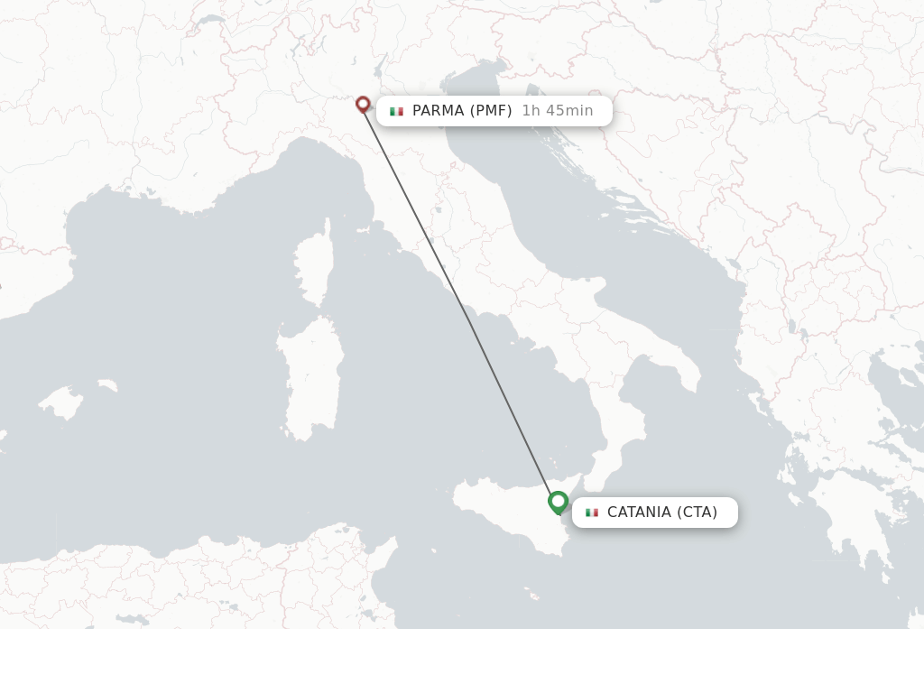 Flights from Parma to Catania route map