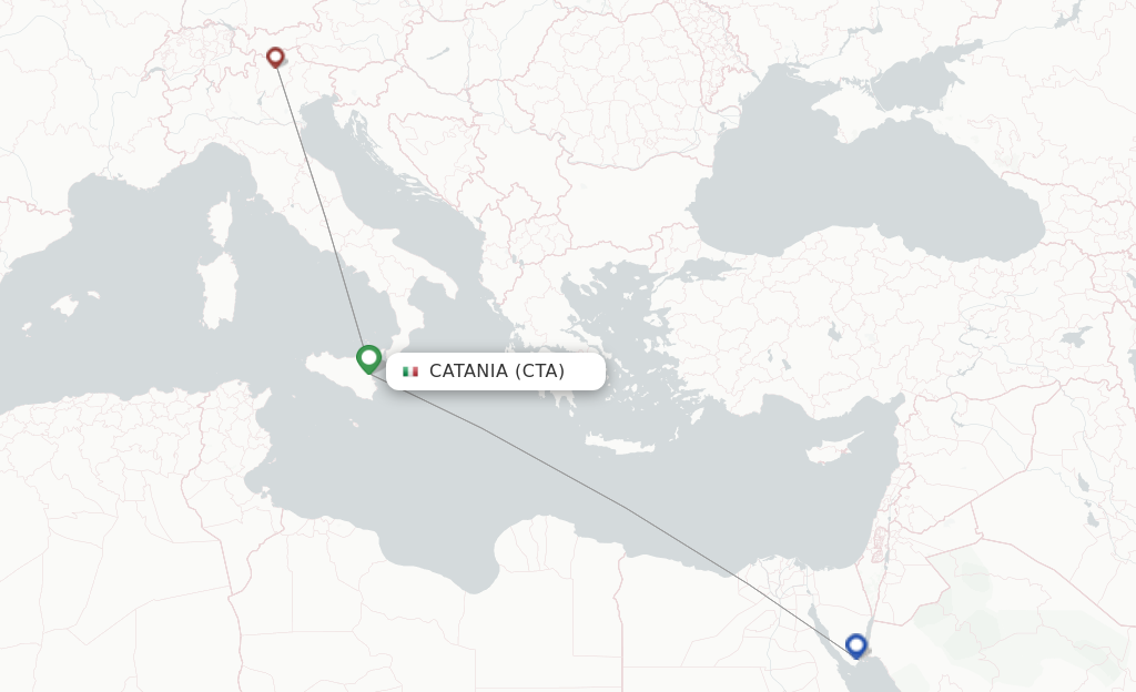 Route map with flights from Catania with FlexFlight