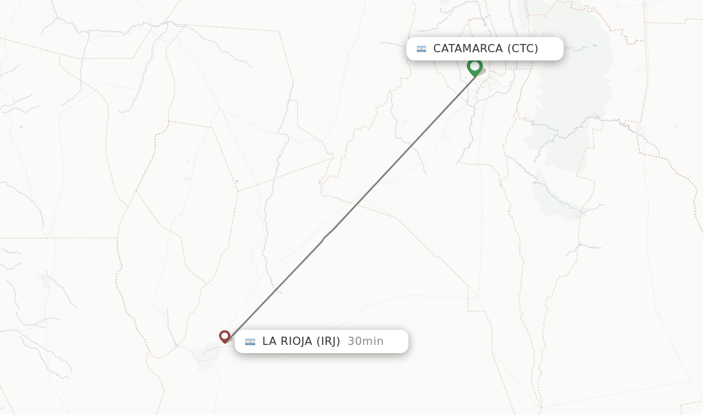 Flights from Catamarca to La Rioja route map