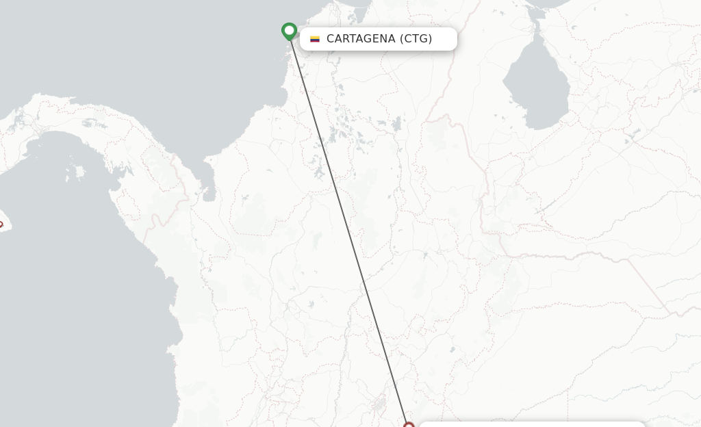 Flights from Cartagena to Villavicencio route map