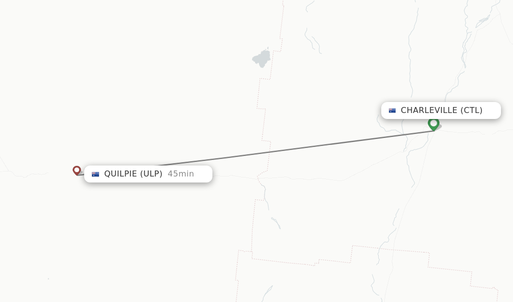 Flights from Charleville to Quilpie route map