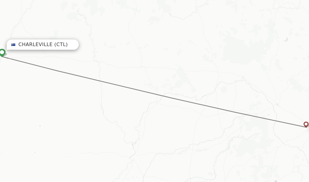 Flights from Charleville to Wellcamp route map