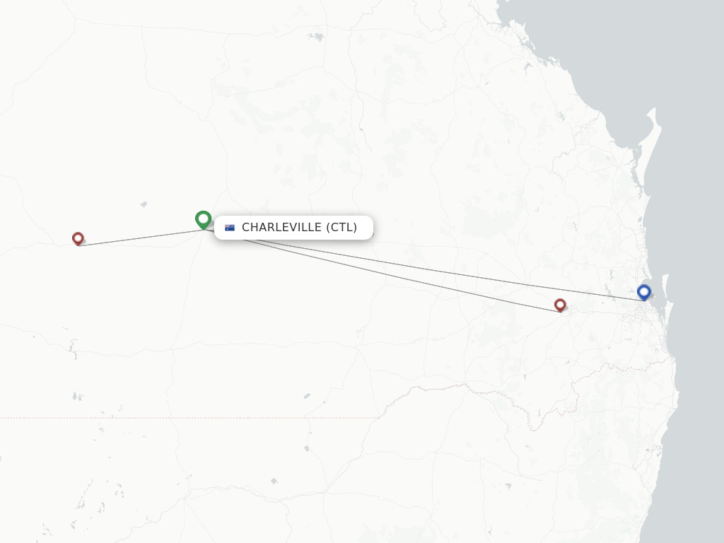 Flights from Charleville to Quilpie route map