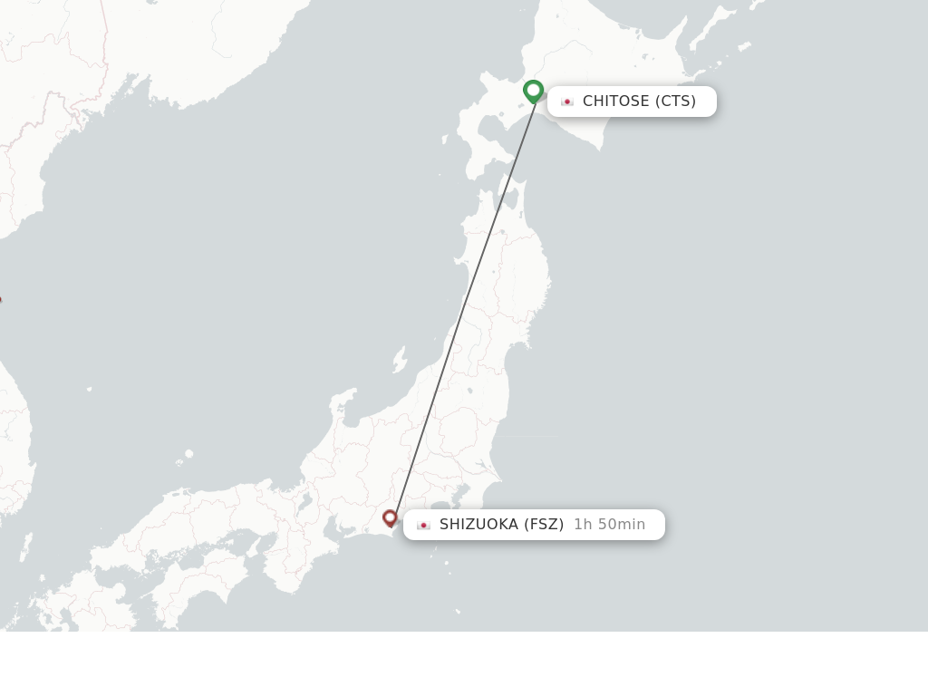 Flights from Chitose to Shizuoka route map