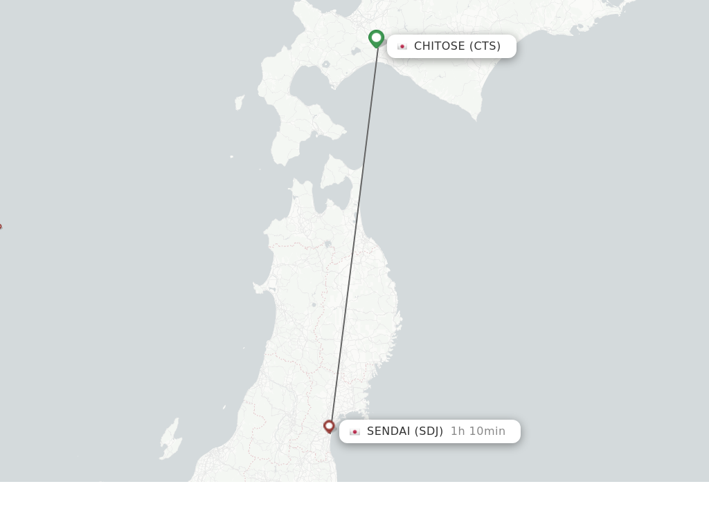 Flights from Chitose to Sendai route map