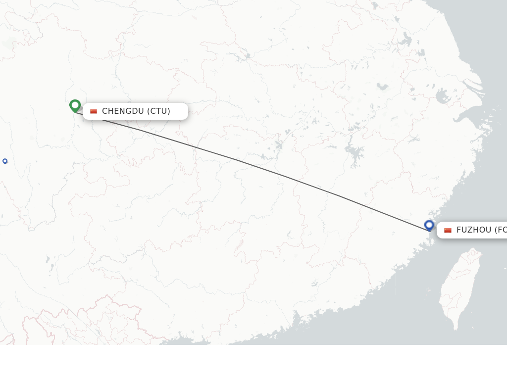 Flights from Chengdu to Fuzhou route map