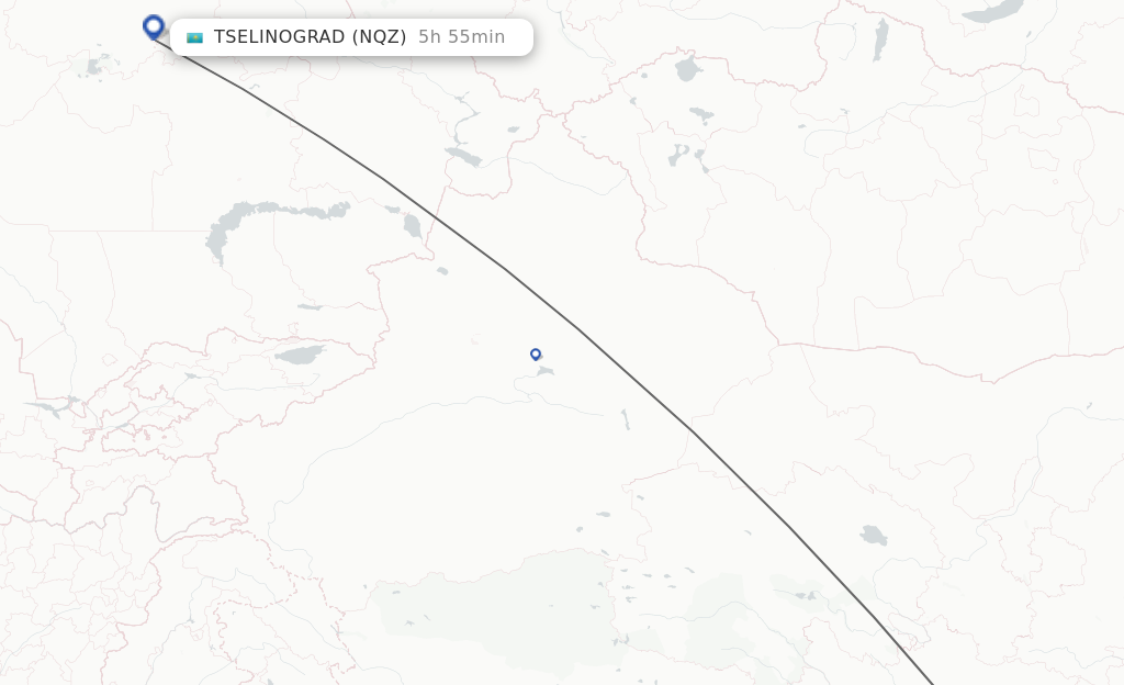 Flights from Chengdu to Astana route map