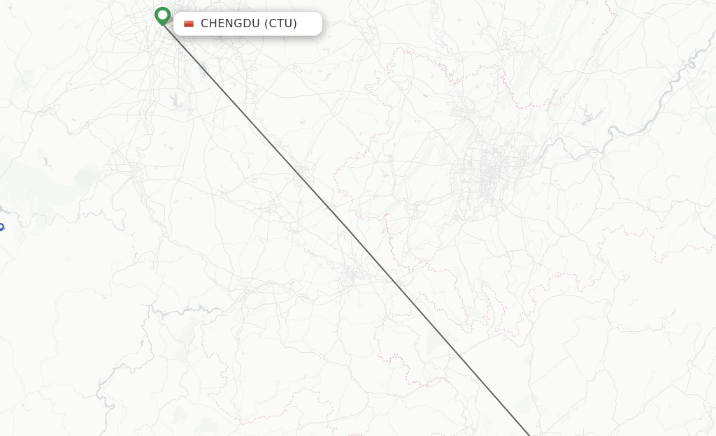 Flights from Chengdu to Zunyi route map