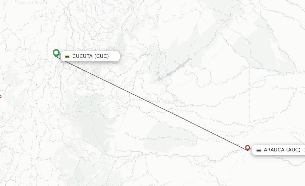 Flights from Cucuta to Arauca route map