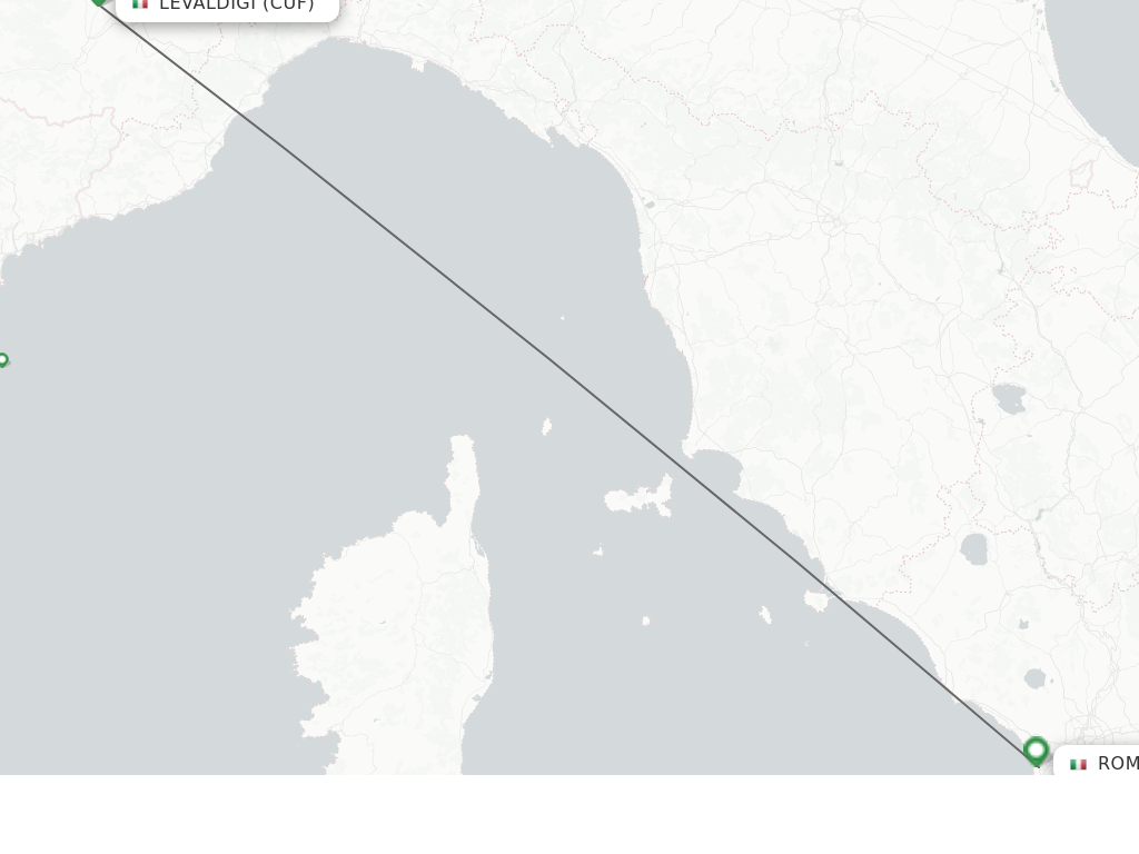 Flights from Cuneo to Rome route map