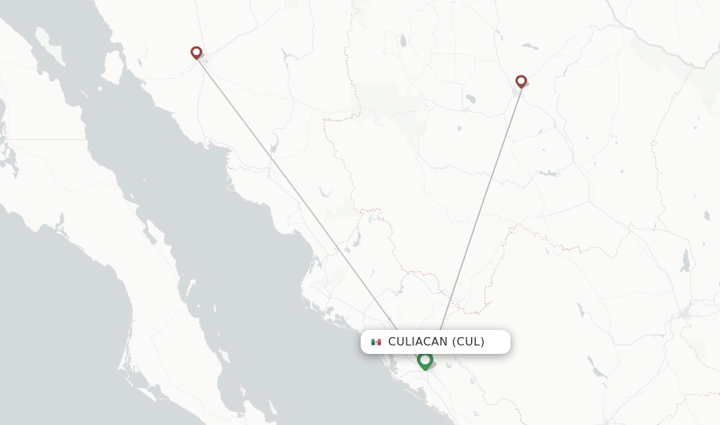 Route map with flights from Culiacan with TAR Aerolineas