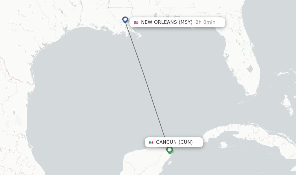 Direct non stop Flights From Cancun To New Orleans Schedules 