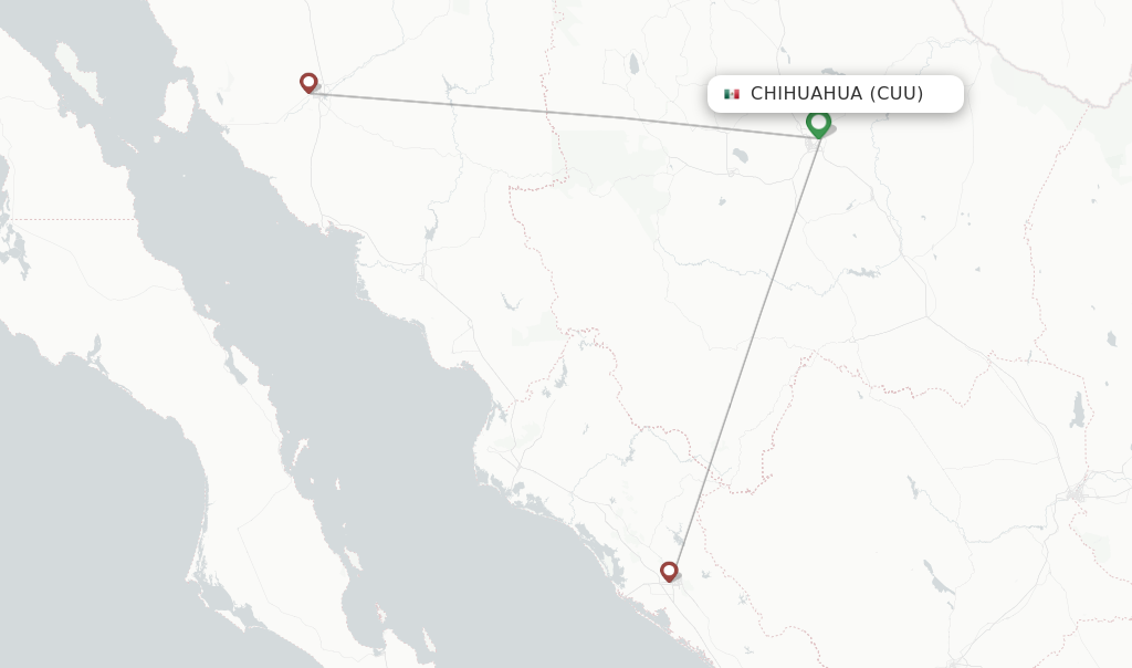 Route map with flights from Chihuahua with TAR Aerolineas