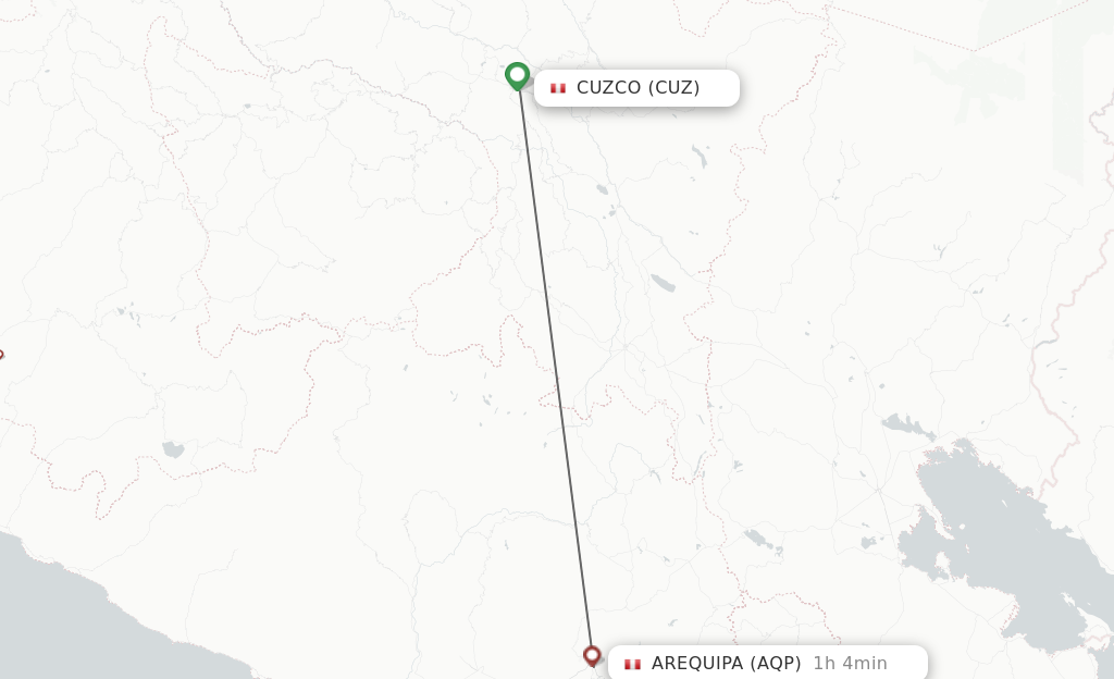 Flights from Cuzco to Arequipa route map