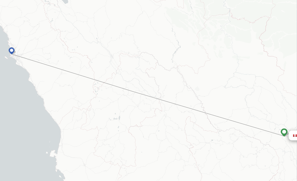 Route map with flights from Cuzco with Sky Airline