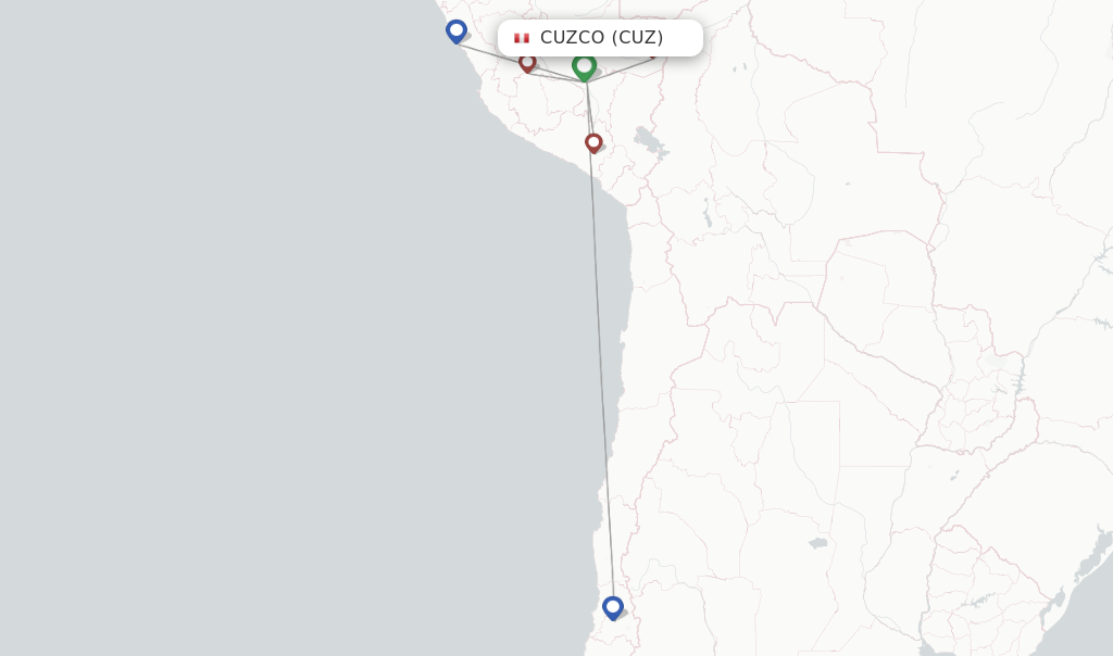 Route map with flights from Cuzco with LATAM