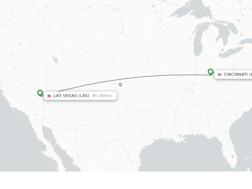 Flights from Cincinnati to Las Vegas route map