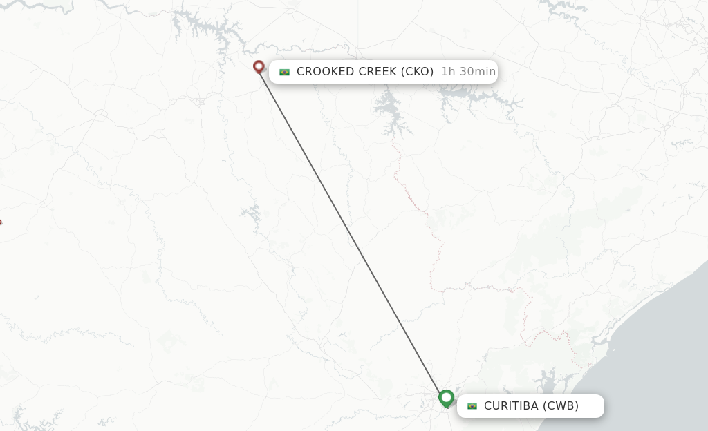 Flights from Curitiba to Cornelio Procopio route map