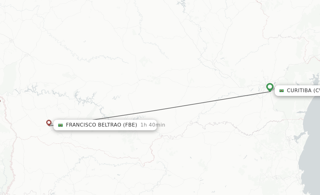 Flights from Curitiba to Francisco Beltrao route map