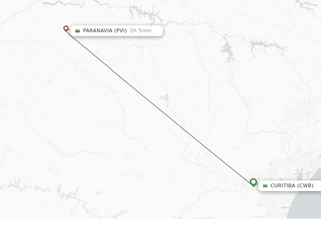 Flights from Curitiba to Paranavia route map