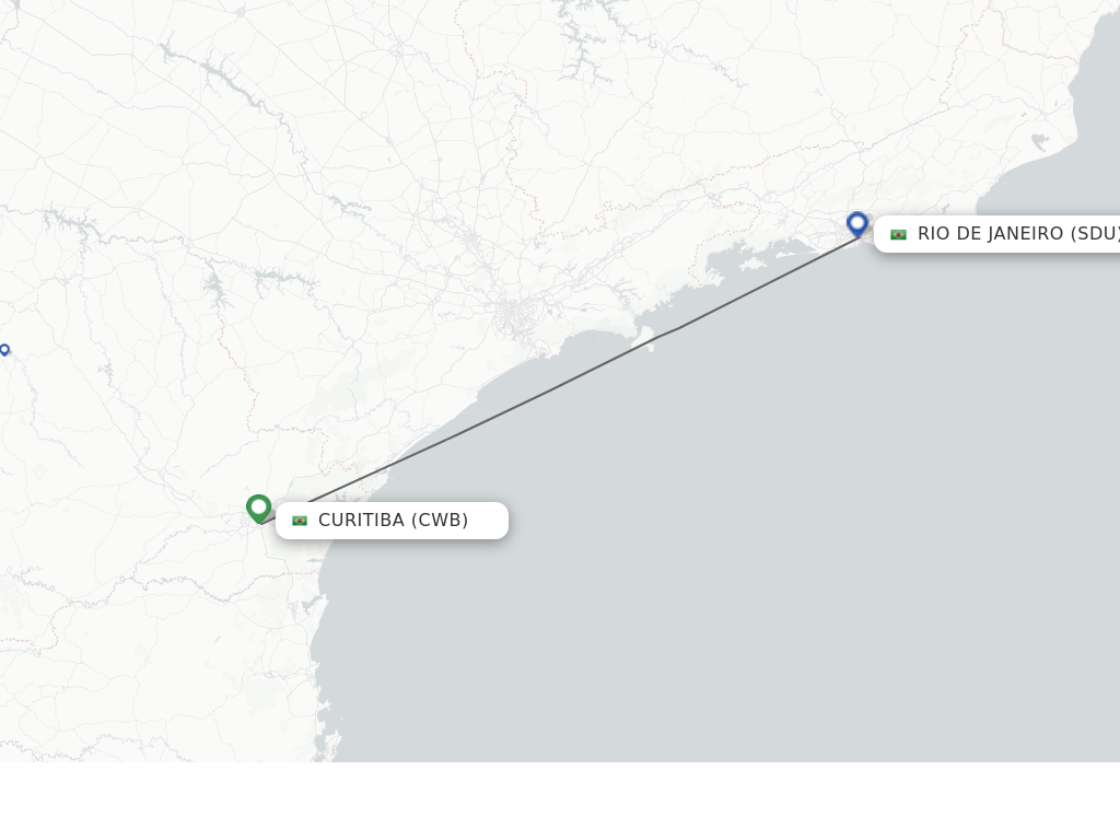 Flights from Curitiba to Rio De Janeiro route map