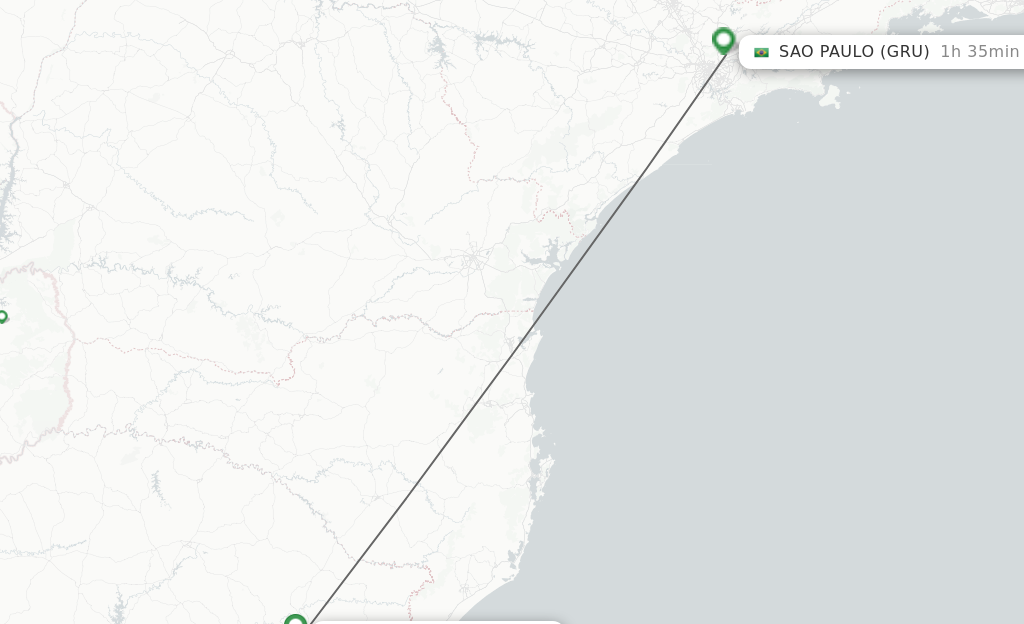 Flights from Caxias do Sul to Sao Paulo route map