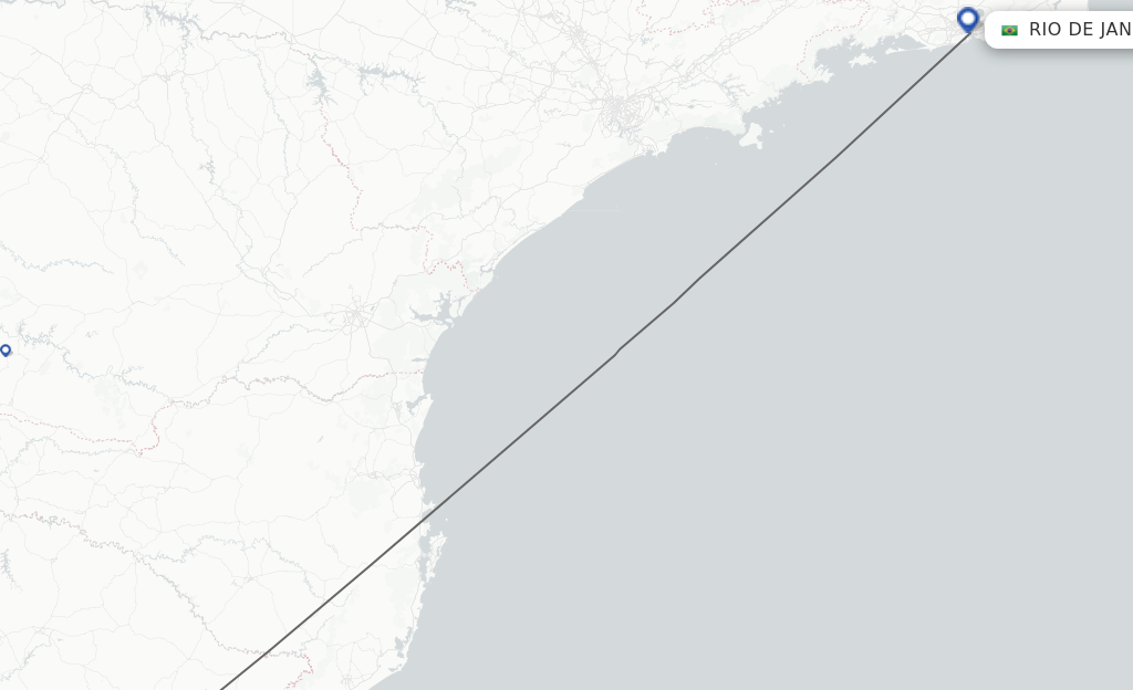 Flights from Caxias do Sul to Rio De Janeiro route map